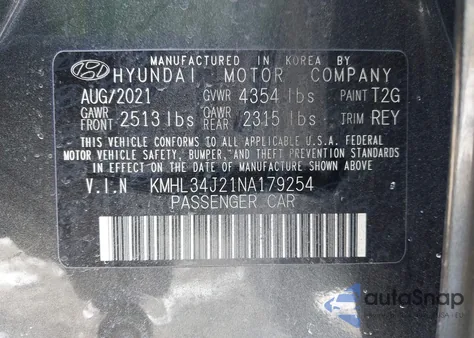 2022 Hyundai Sonata Limited z USA, uszkodzony, nr VIN KMHL34J21NA179254